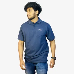 Men's Navy Blue Cotton Polo T-Shirt – Classic Fit Casual Collar Tee